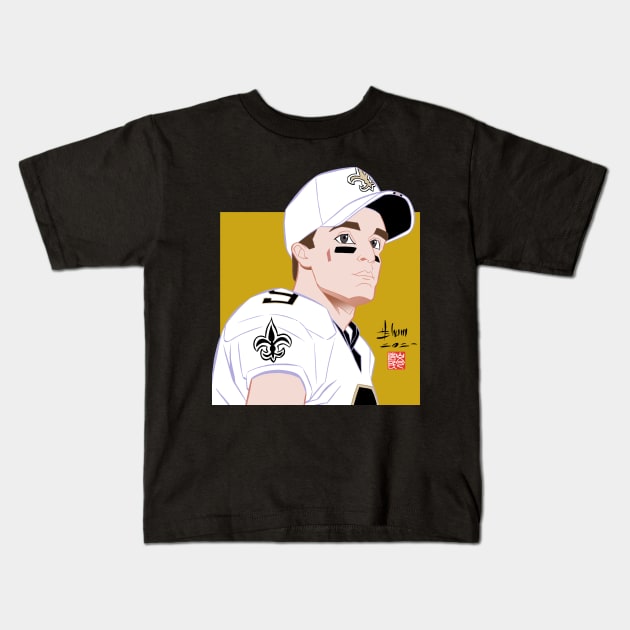 Drew Brees Kids T-Shirt by howardshum